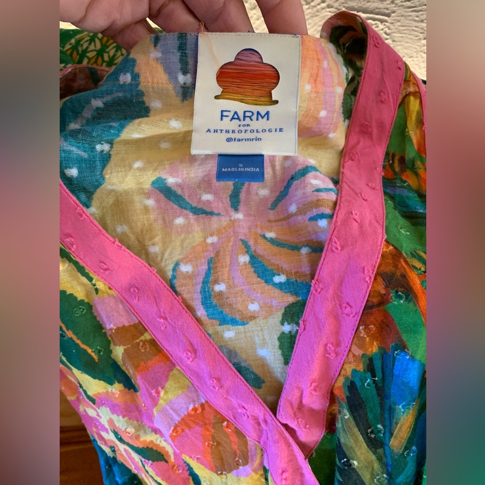 Farm Rio by Anthropologie Palm wrap maxi dress size S. Vibrant colored w belt - Picture 4 of 16
